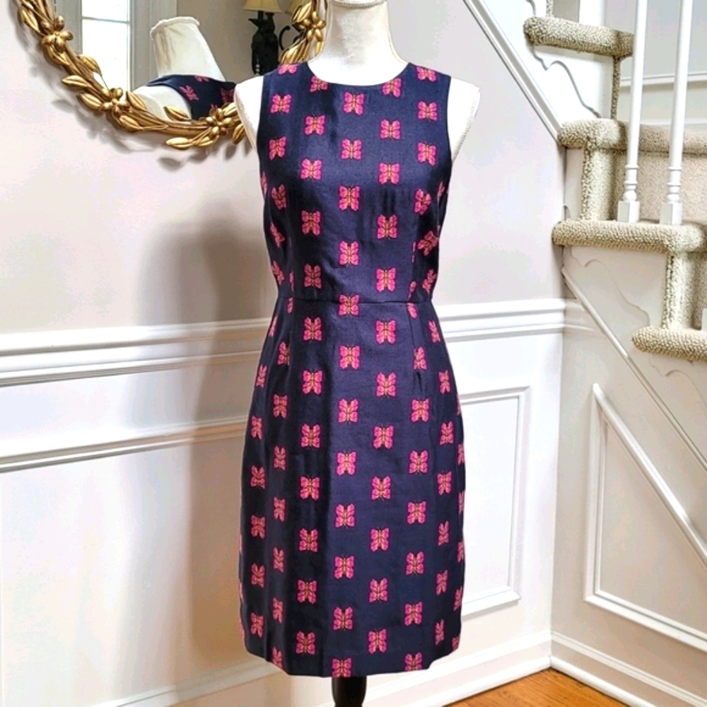New! J.Crew sz 2 Sheath Butterfly Jacquard Dress NWT - Picture 3 of 11